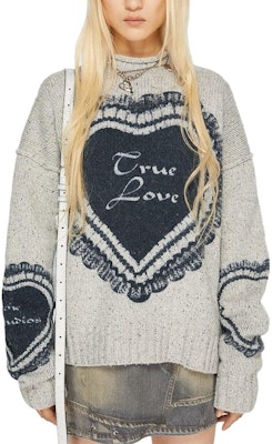 (W) Acne Studios SS24 Suéter de Lana Jacquard Retro Corazón Gris Claro. A60499-AAB Lookbook (W) Acne Studios SS24 Suéter de Lana Jacquard Retro Corazón Gris Claro. A60499-AAB