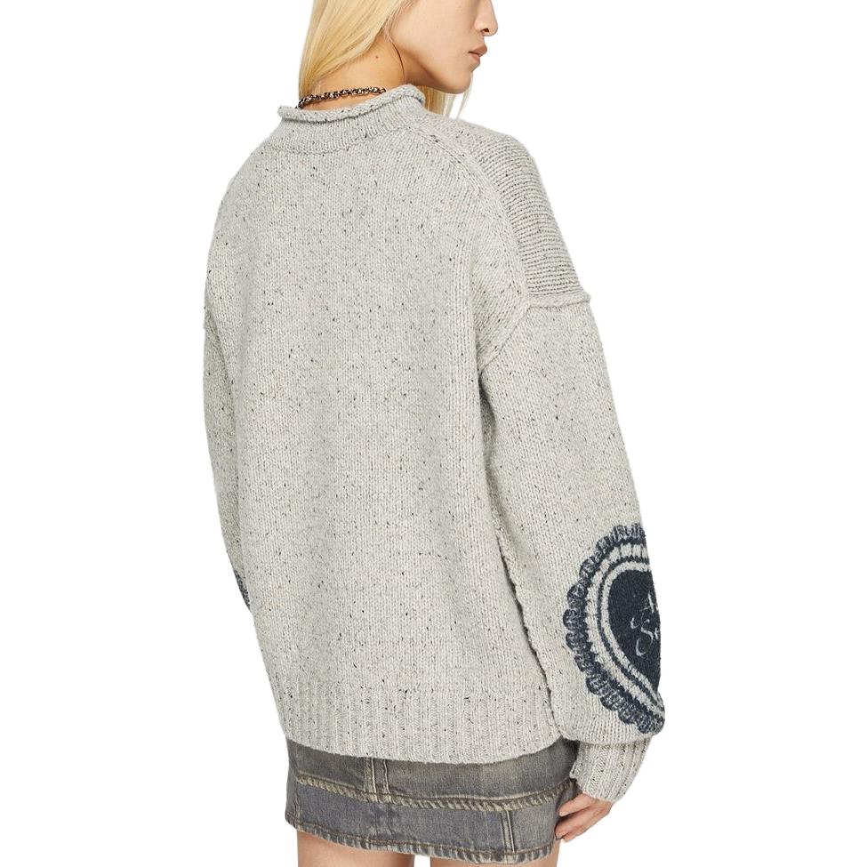 Shop (W) Acne Studios SS24 Suéter de Lana Jacquard Retro Corazón Gris Claro. A60499-AAB