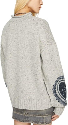 (W) Acne Studios SS24 Suéter de Lana Jacquard Retro Corazón Gris Claro. A60499-AAB Shop (W) Acne Studios SS24 Suéter de Lana Jacquard Retro Corazón Gris Claro. A60499-AAB