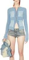 Lookbook (W) Acne Studios SS24 復古條紋針織開衫霧藍色 A60512-AAT