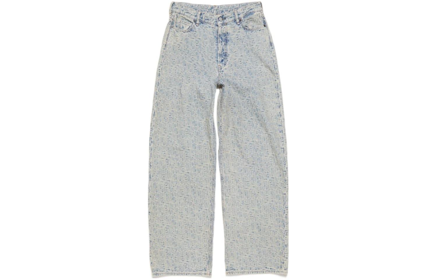 (Women) Acne Studios SS24 All-Over Print Loose Fit Denim Jeans Women Blue 1981F A00433-BUF