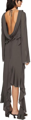(W) アクネ ストゥディオズ SS24 非対称ドレープネック ラッフル長袖ドレス ウィメンズ グレー A20644-AA2 Shop (W) アクネ ストゥディオズ SS24 非対称ドレープネック ラッフル長袖ドレス ウィメンズ グレー A20644-AA2