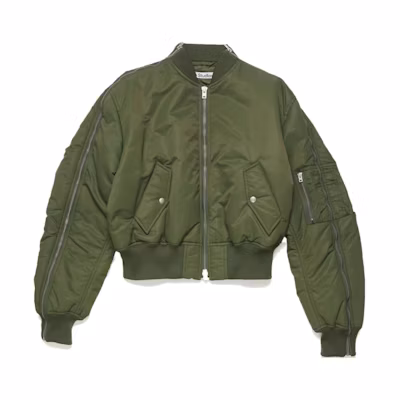 (Women) Acne Studios SS24 Olive Green Zip-Up Bomber Jacket A90587-AB5