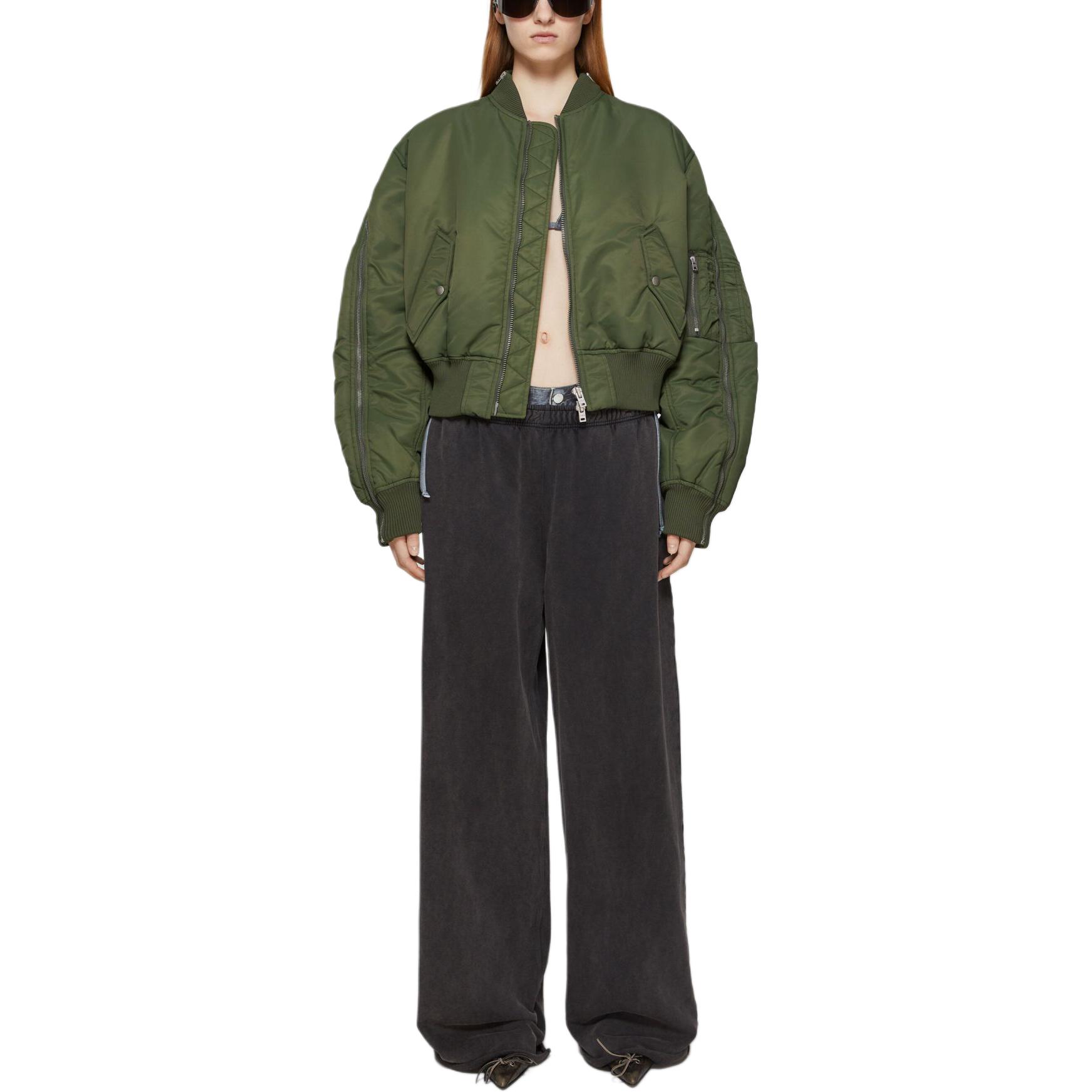 Lookbook (Women) Acne Studios SS24 Olive Green Zip-Up Bomber Jacket A90587-AB5