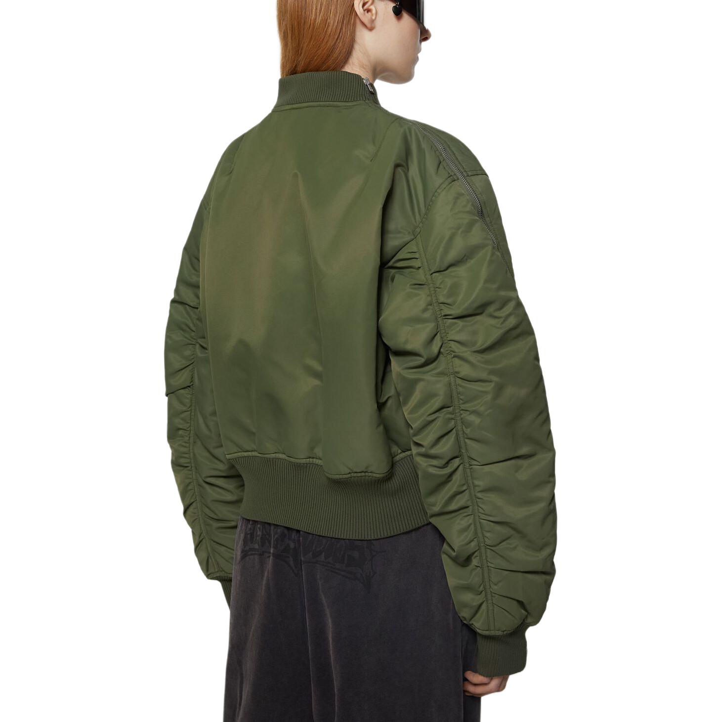Purchase (Women) Acne Studios SS24 Olive Green Zip-Up Bomber Jacket A90587-AB5