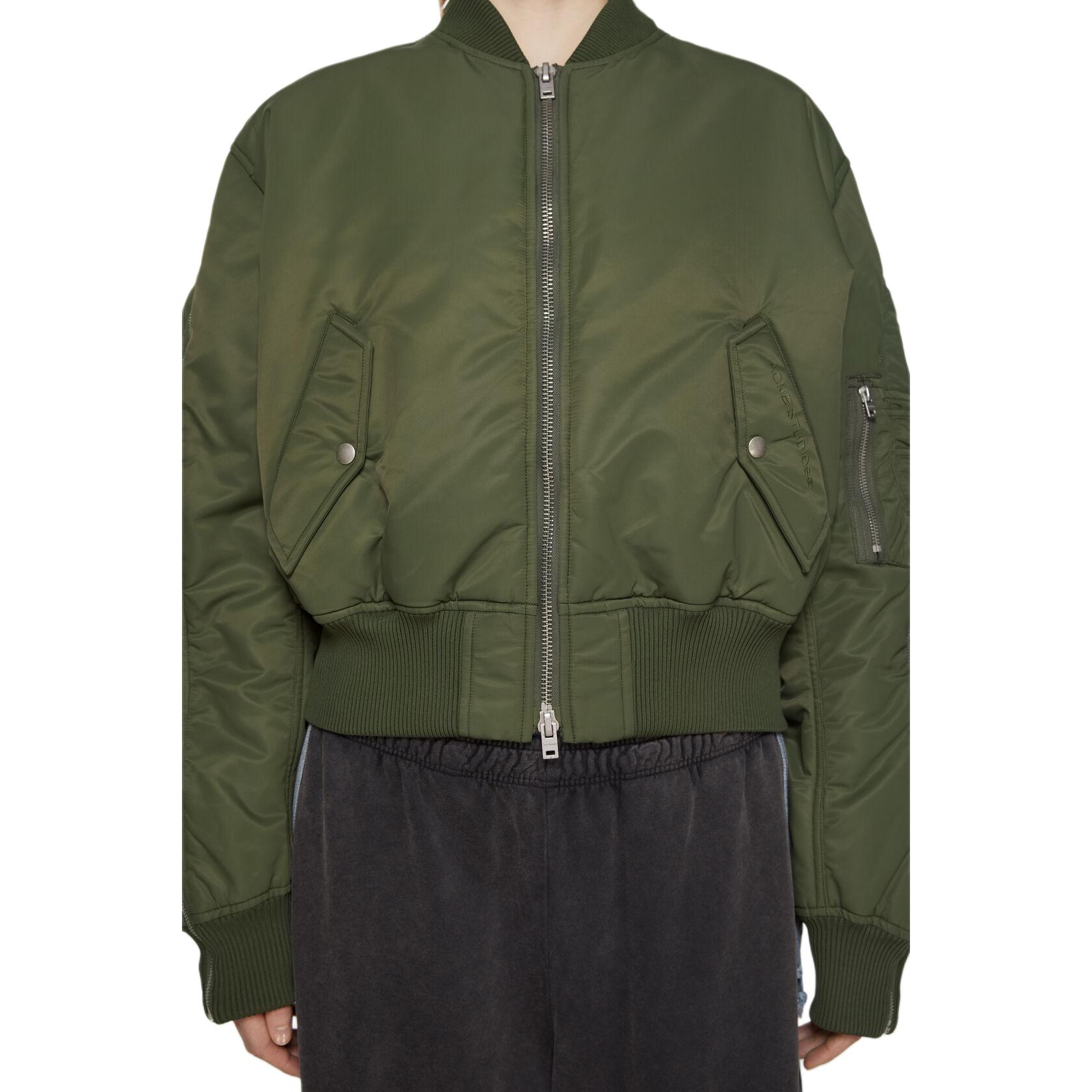 Details for (Women) Acne Studios SS24 Olive Green Zip-Up Bomber Jacket A90587-AB5