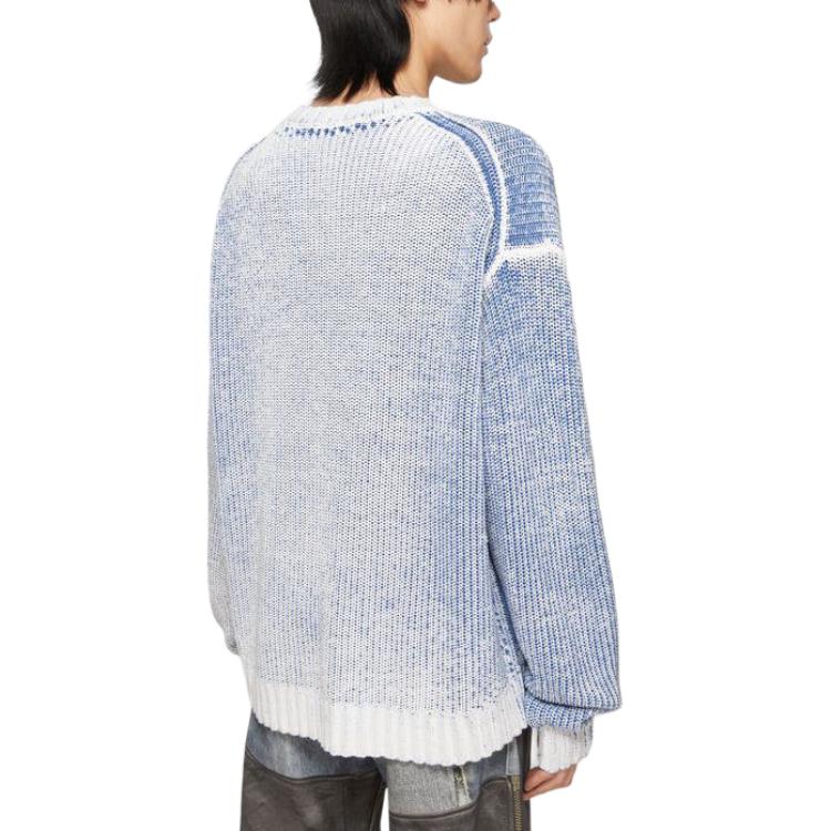 Shop (W) Acne Studios SS24 Suéter Azul de Punto Suelto con Efecto Lavado. B60322-DNU