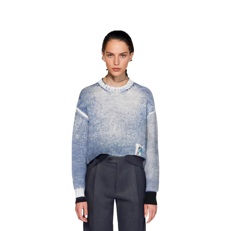 Details for (W) Acne Studios SS24 Suéter Azul de Punto Suelto con Efecto Lavado. B60322-DNU