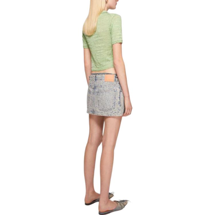 Shop (W) Acne Studios SS24 女款藍色低腰直筒迷你牛仔裙 AF0425-BUF