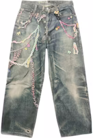 (Women) Acne Studios SS25 Candy Chain 3D Print Low Waist Loose Wide-leg Jeans Women Blue AK0910-863 (Women) Acne Studios SS25 Candy Chain 3D Print Low Waist Loose Wide-leg Jeans Women Blue AK0910-863