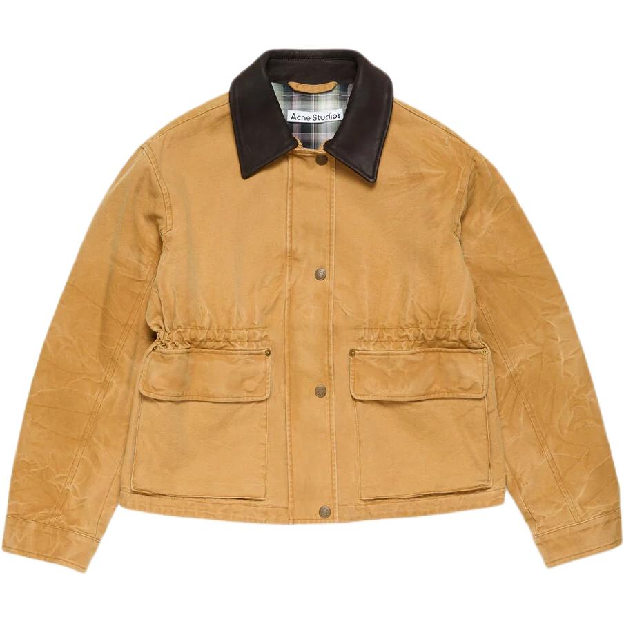 (Women) Acne Studios SS26 Canvas Jacket Drawstring Waist Colorblock Hunting Coat A90720-BUT