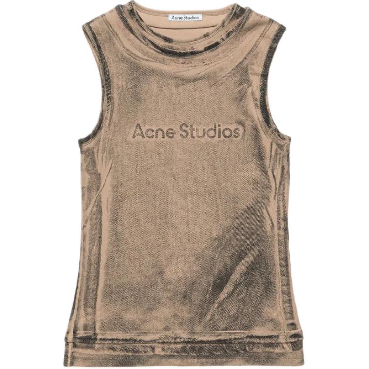 (Women) Acne Studios SS26 Sleeveless Vest with Logo Layered Design AL0542-AC0