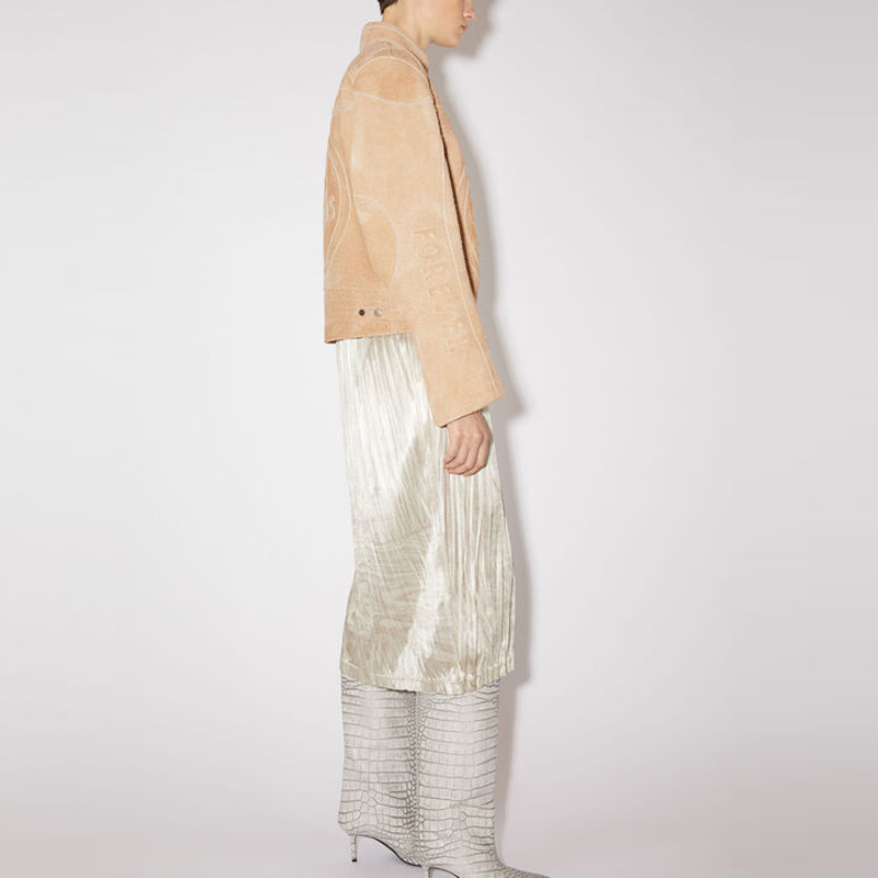 Purchase (W) Jaket Suede Lengan Panjang Acne Studios Wanita Warna Sand Beige. FN-WN-LEAT000241