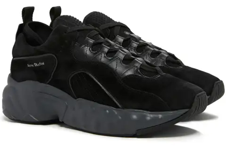 (W) Acne Studios Suede Strap Low-Top Sneakers 'Black' 圖 3