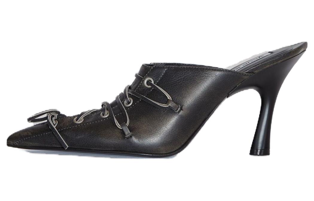 (W) Acne Studios Toe Cap Slippers 10cm 'Elegant CMFT Black'