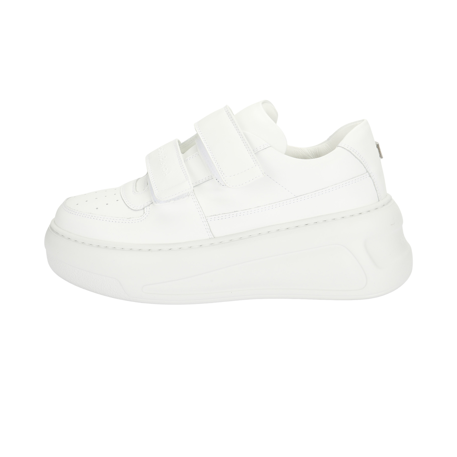 (Women) Acne Studios Velcro White Leather Low-Top Casual Shoes 4cm Sole. CD0001-DPO