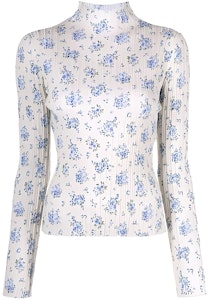 (W) Suéter de Punto Acne Studios Blanco con Estampado Floral y Cuello Semi Alto. A60302-AEM Buy (W) Suéter de Punto Acne Studios Blanco con Estampado Floral y Cuello Semi Alto. A60302-AEM