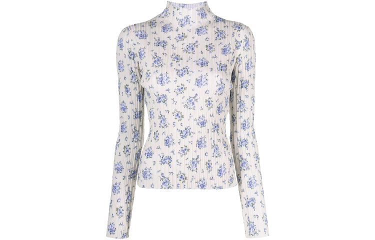 Order (W) Acne Studios 白色花卉印花半高领针织毛衣. A60302-AEM