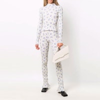 (W) 아크네 스튜디오 화이트 플로럴 프린트 하프터틀넥 니트 스웨터. A60302-AEM Lookbook (W) 아크네 스튜디오 화이트 플로럴 프린트 하프터틀넥 니트 스웨터. A60302-AEM