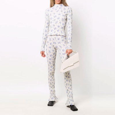 (W) Acne Studios 白色花卉印花半高领针织毛衣. A60302-AEM Lookbook (W) Acne Studios 白色花卉印花半高领针织毛衣. A60302-AEM