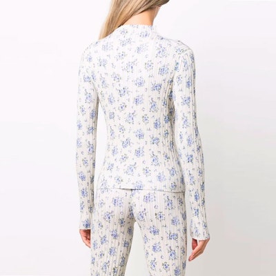 (W) Acne Studios 白色花卉印花半高领针织毛衣. A60302-AEM Shop (W) Acne Studios 白色花卉印花半高领针织毛衣. A60302-AEM