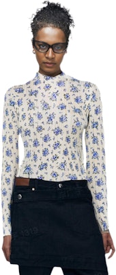 (W) Acne Studios 白色花卉印花半高领针织毛衣. A60302-AEM Details for (W) Acne Studios 白色花卉印花半高领针织毛衣. A60302-AEM