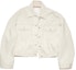 Buy (Women) Acne Studios White Solid Color Denim Jacket with Button Closure Morris Cropped Winter White