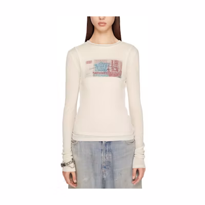 (Women) Acne Studios Women Graphic Print Slim Long Sleeve Layered Tee Multicolor SS24. AL0394-DN3
