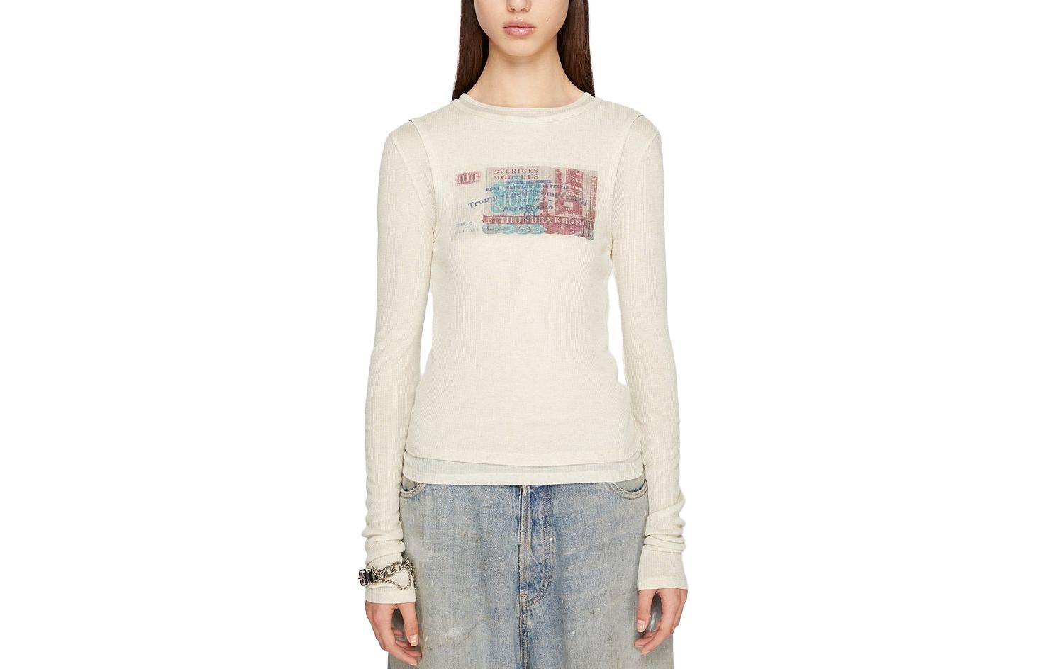 Order (Women) Acne Studios Women Graphic Print Slim Long Sleeve Layered Tee Multicolor SS24. AL0394-DN3