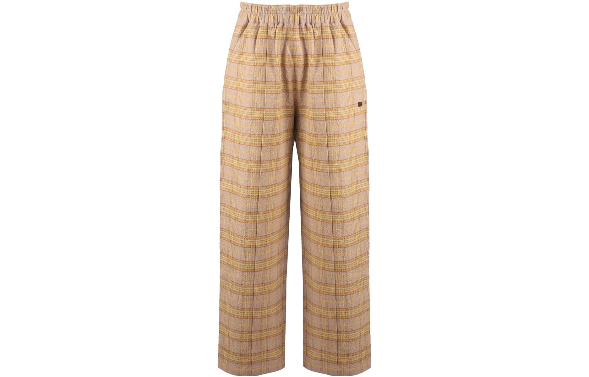 (Women) Acne Studios Yellow Checkered Elastic Waist Casual Pants CK0062FAUXTROU000082BOD