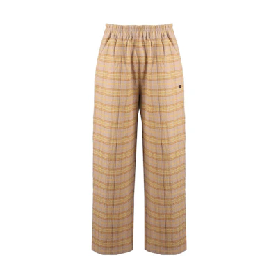(Women) Acne Studios Yellow Checkered Elastic Waist Casual Pants CK0062FAUXTROU000082BOD