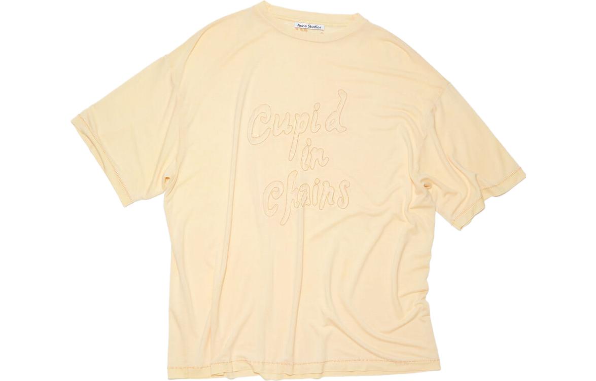 (Women) Acne Studios Yellow Crewneck Letter Printed Short Sleeve T-Shirt AL0312-ABV