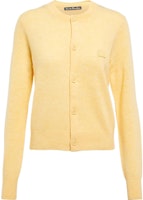 (Women) Acne Studios Yellow Knit Long Sleeve Crewneck Sweater with Logo Patch A60280-AQU (Women) Acne Studios Yellow Knit Long Sleeve Crewneck Sweater with Logo Patch A60280-AQU