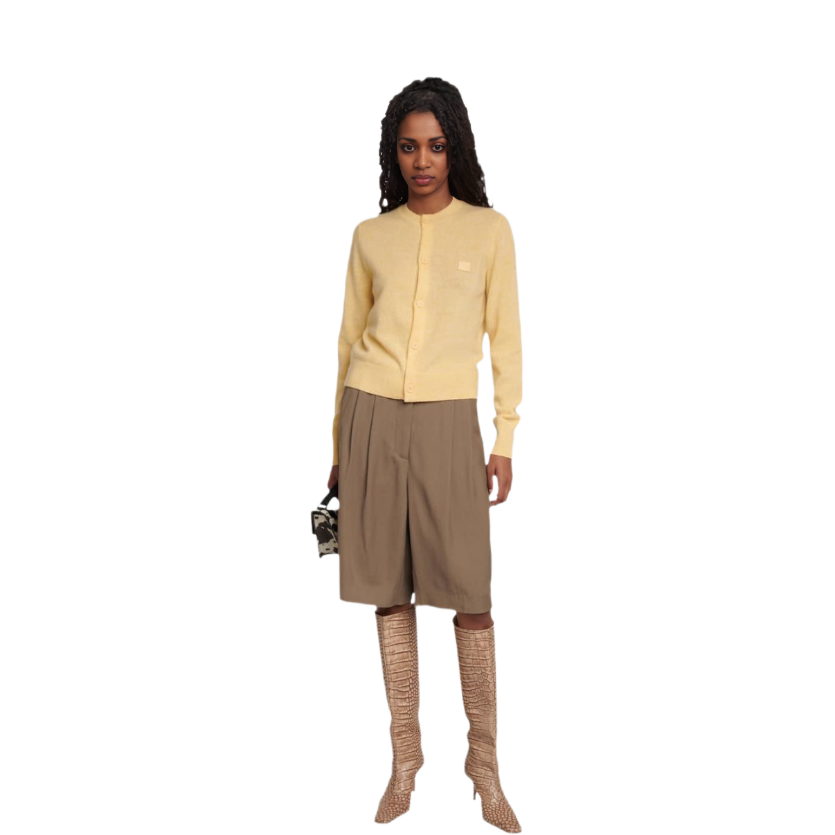 Lookbook (W) 아크네 스튜디오 옐로우 로고 패치 니트 크루넥 스웨터 긴팔 A60280-AQU