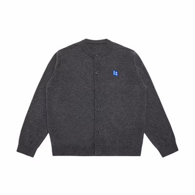 (Women) ADER ERROR Charcoal Grey Cardigan Sweater with Patch Detail. BMSGFYKT0702CC
