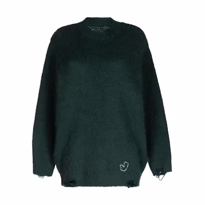 (Women) ADER ERROR Green Solid Color Crewneck Pullover Sweater. BMADFWKT0304GN