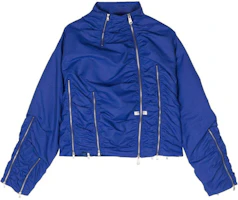 (Women) ADER ERROR Iris Blue High Neck Ruched Detail Oversized Jacket. BN01SSJK0803-BLUE (Women) ADER ERROR Iris Blue High Neck Ruched Detail Oversized Jacket. BN01SSJK0803-BLUE