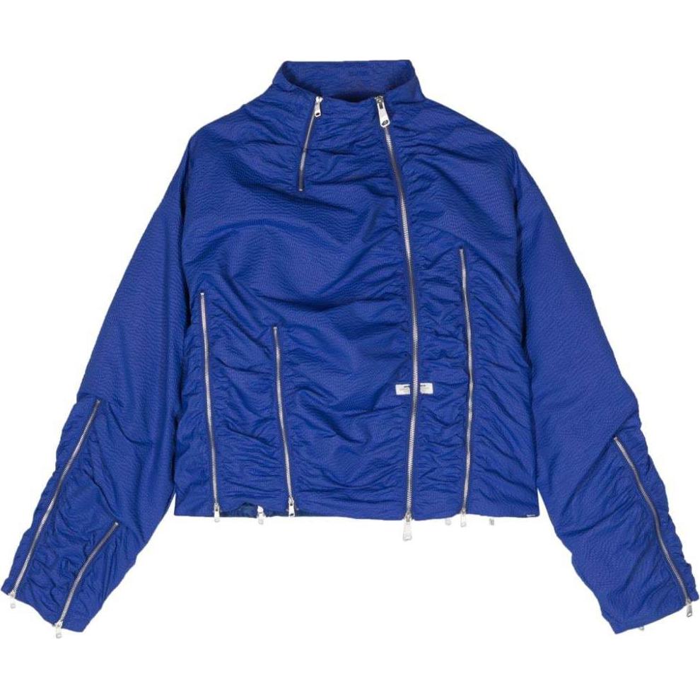 Order (W) ADER ERROR 蓝色高领褶皱设计宽松夹克. BN01SSJK0803-BLUE