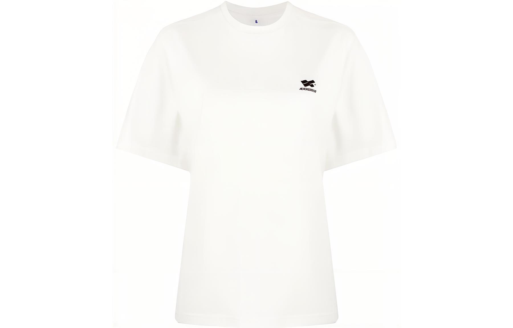 (Women) ADER ERROR  Oversized Logo Embroidered White Crew Neck T-Shirt. BMADFWTS0103OW