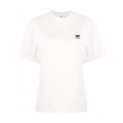 (Women) ADER ERROR Oversized Logo Embroidered White Crew Neck T-Shirt. BMADFWTS0103OW