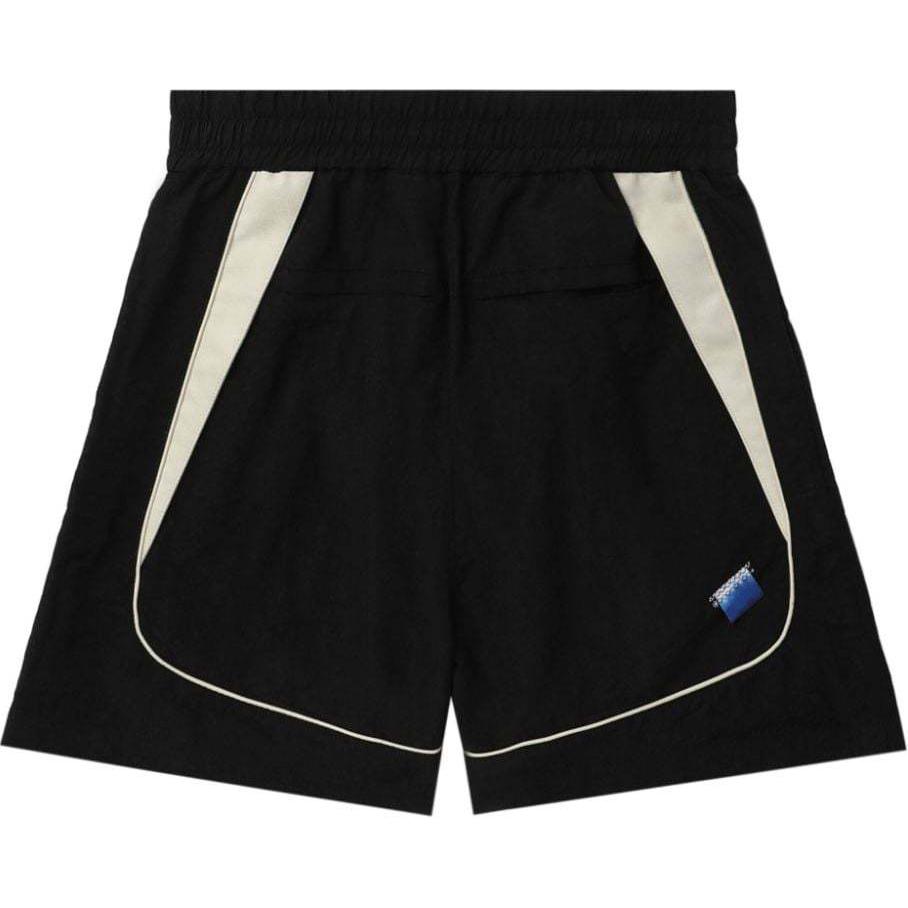 Lookbook (W) ADER ERROR Seluar Pendek Kasual Wanita Hitam dengan Panel Kontras Hem Detail BN01SSBT0204BK