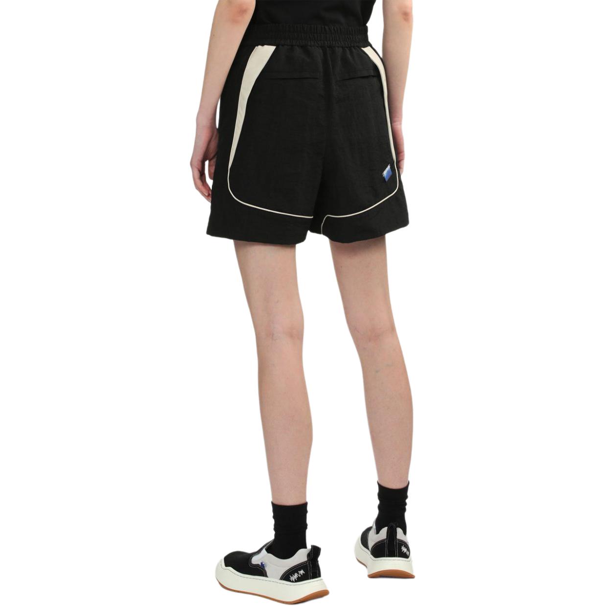 Purchase (W) ADER ERROR Seluar Pendek Kasual Wanita Hitam dengan Panel Kontras Hem Detail BN01SSBT0204BK