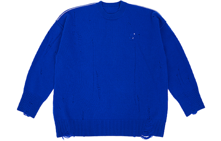 (Women) ADER ERROR Distressed Wool Pullover Sweater Women’s Blue Relaxed Fit BKAFWLK04BL