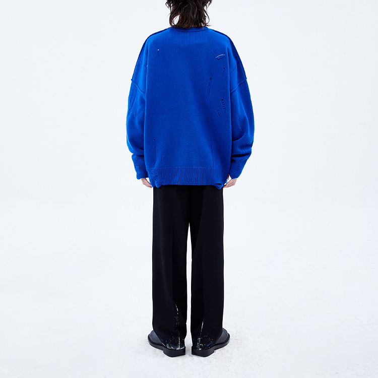 Purchase (W) ADER ERROR Baju Sejuk Wool Wanita Biru Fit Santai Gaya Distressed. BKAFWLK04BL