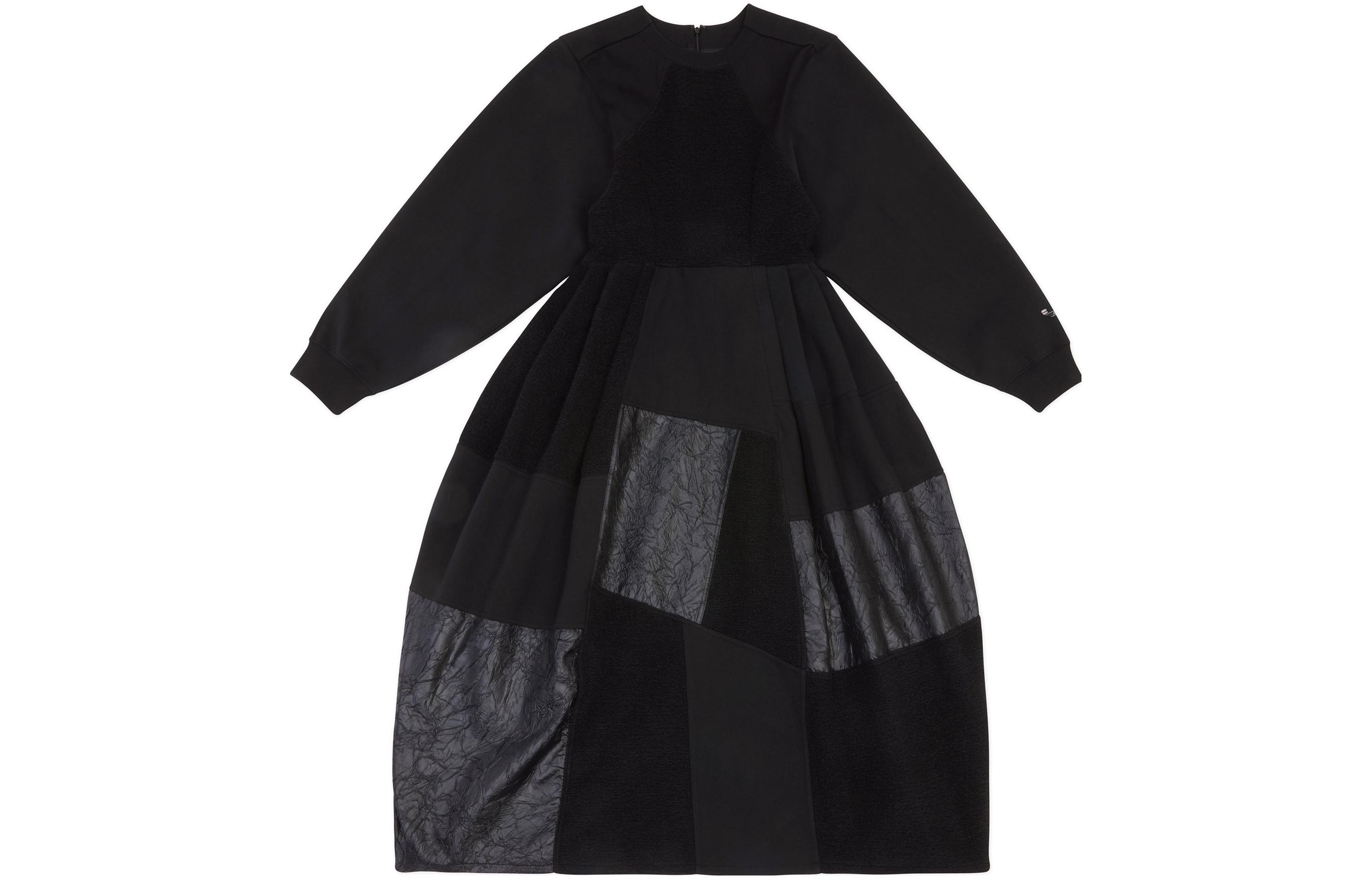 Order (W) ADER ERROR FW23 Gaun Hitam Lengan Panjang dengan Rekaan Jahitan Pinggang BMADFWDR0101BK