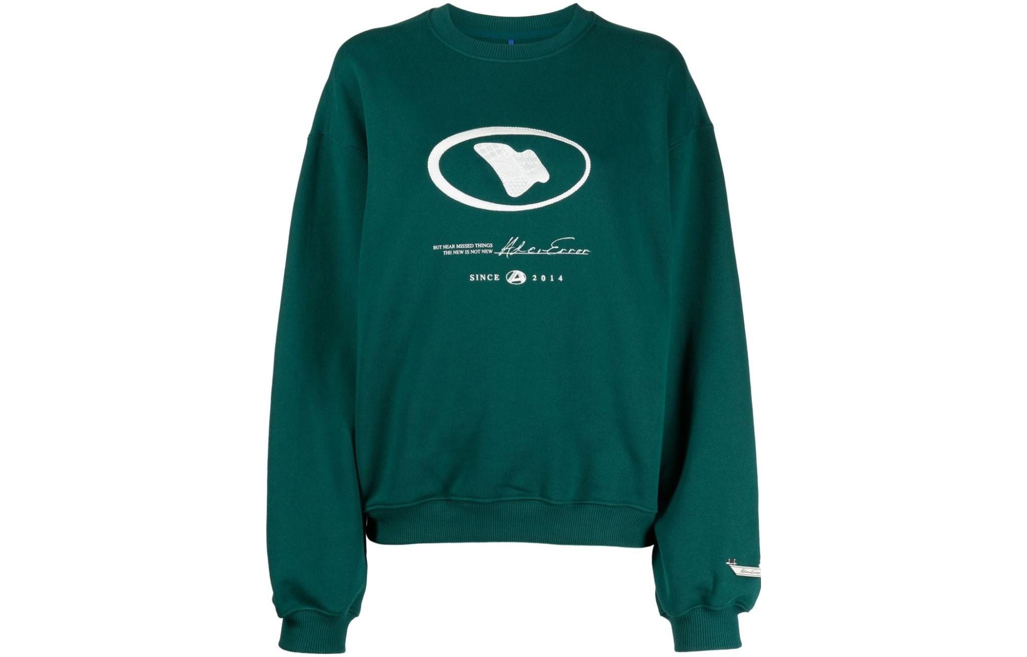 (Women) ADER ERROR FW23 Logo Embroidered Oversized Green Crewneck Sweatshirt Women BMADFWSW0103GN