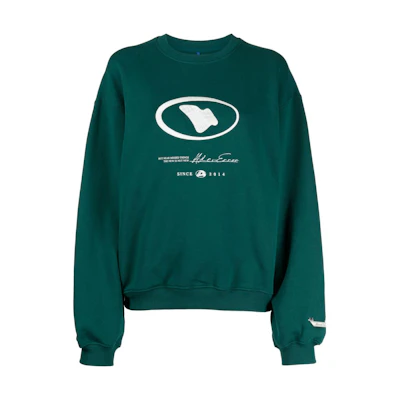 (Women) ADER ERROR FW23 Logo Embroidered Oversized Green Crewneck Sweatshirt Women BMADFWSW0103GN