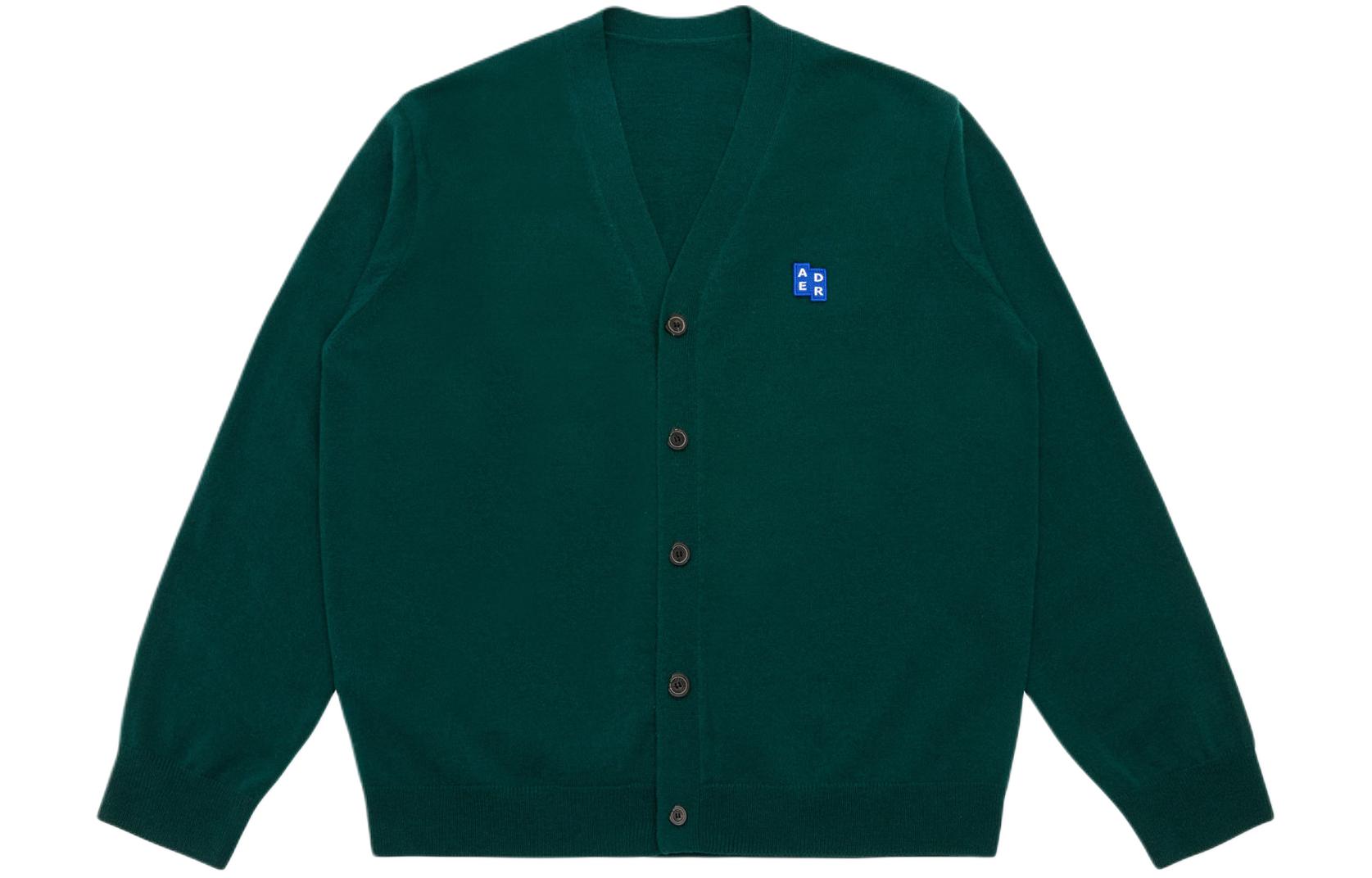 (Women) ADER ERROR Solid V-Neck Cardigan Sweater Women’s Long Sleeve - Green BMSGFYKT0701GN