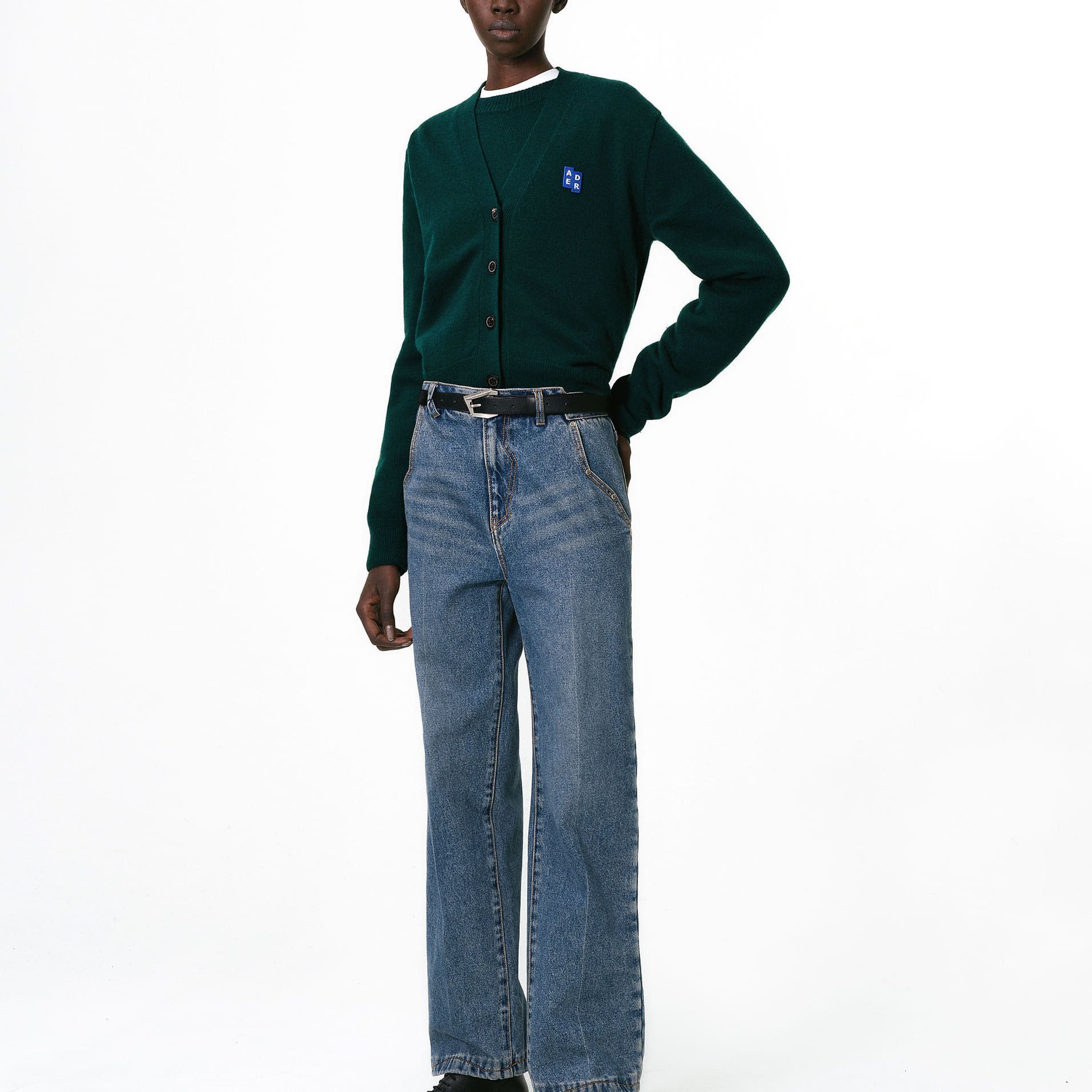 Purchase (W) 아더에러 솔리드 브이넥 가디건 여성 긴팔 스웨터 - 그린 BMSGFYKT0701GN