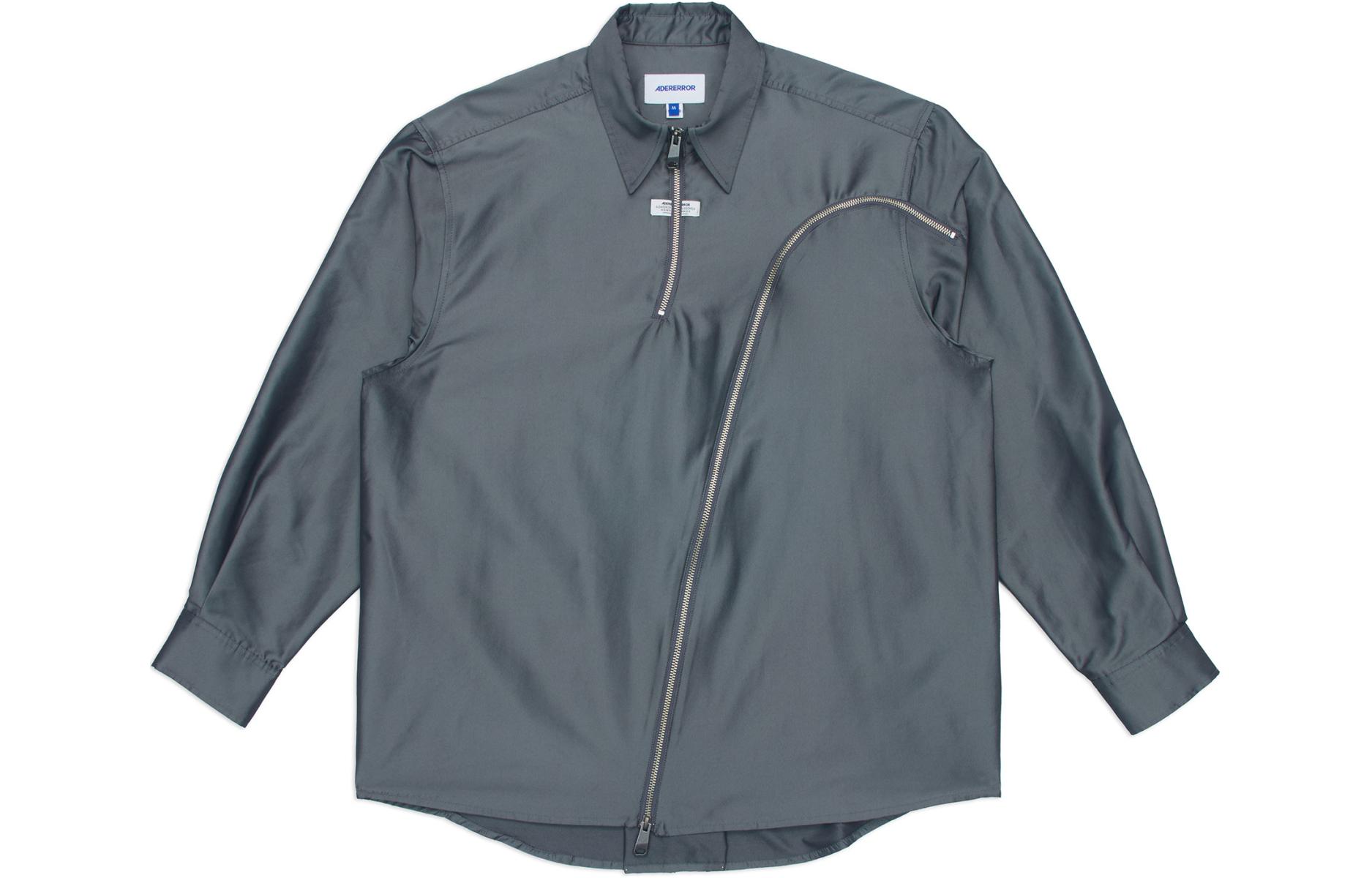 Order (W) ADER ERROR SS24 Baju Lengan Panjang Oversized Kelabu Wanita dengan Sulaman Gradient BN01SSSH0105CC